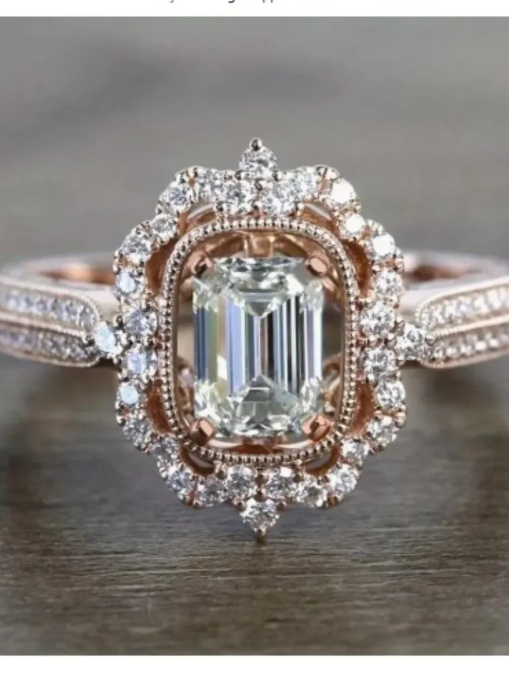 Vintage-Style Copper Zirconia Ring Rose Gold-Plated Boho Chic Ring Size 10